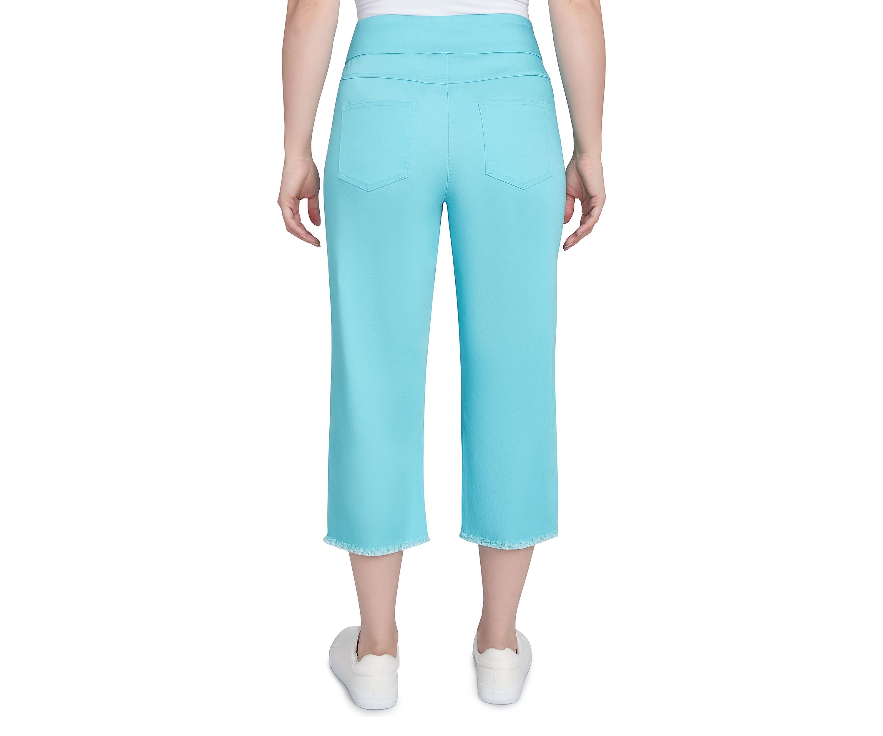Plus Size Oasis Pull On Fringe Denim Capri Pants