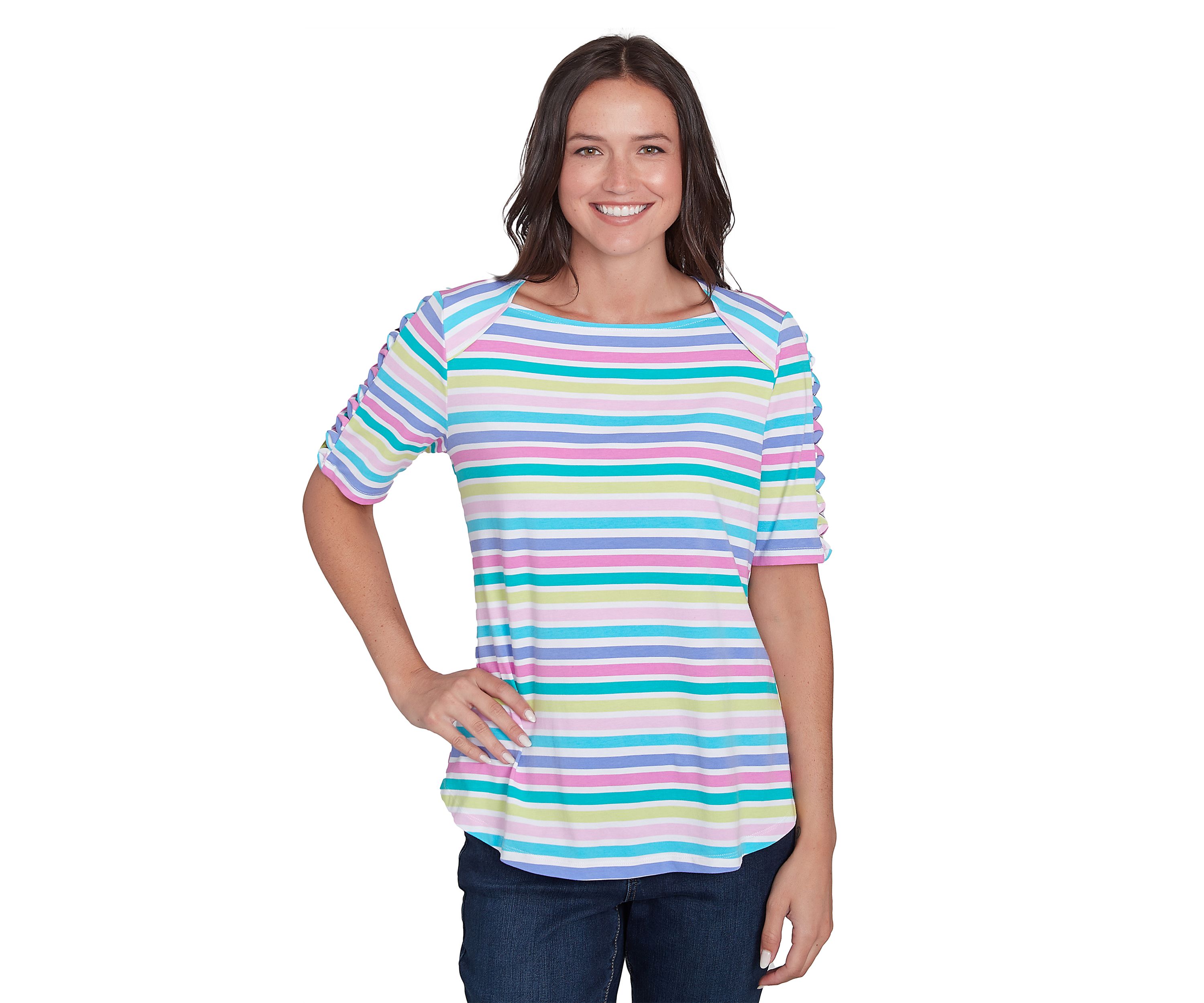 Womens Oasis Stripe Ladder Sleeve T-Shirt