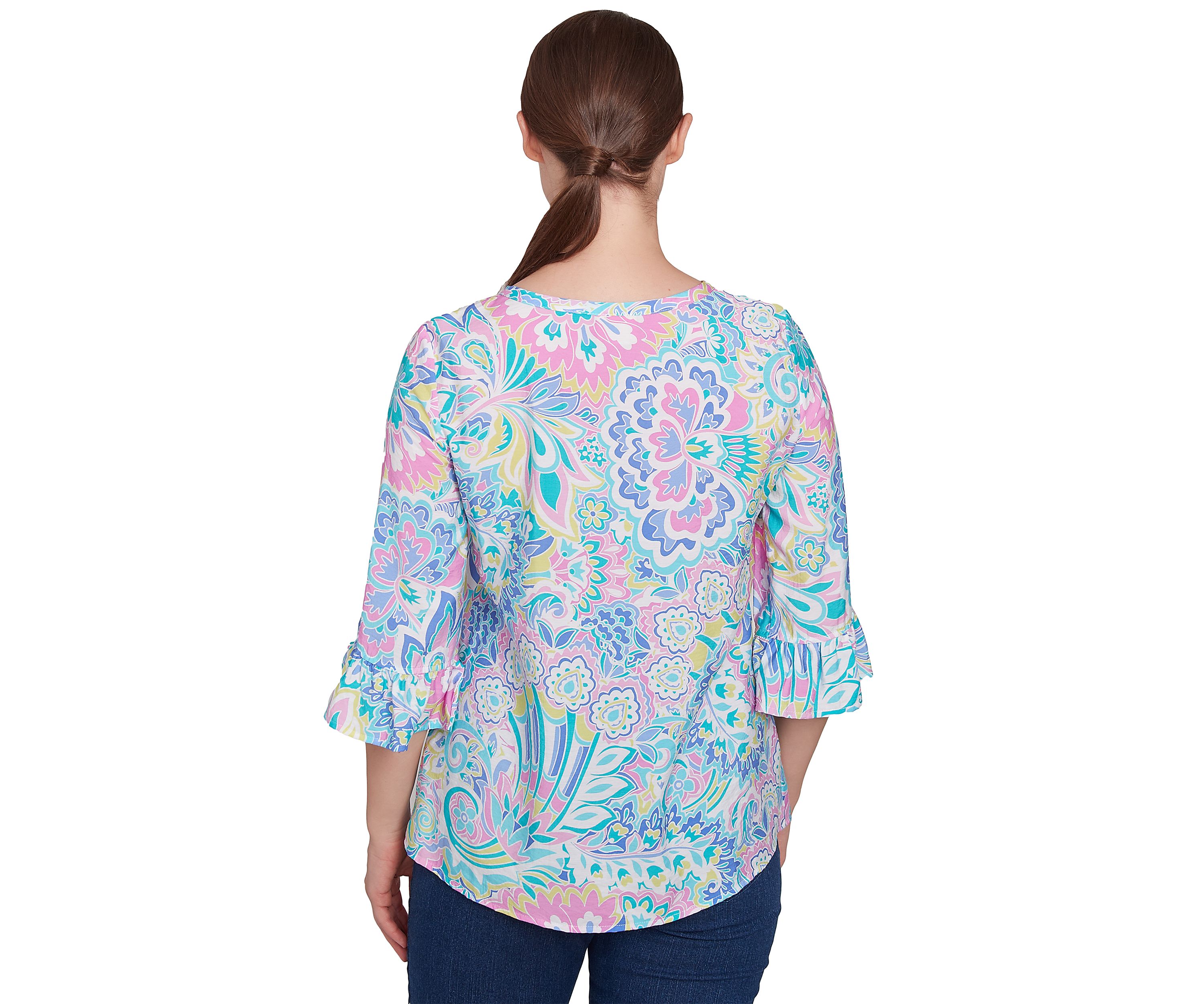 Plus Size Utopian Floral Silky Button Front Top