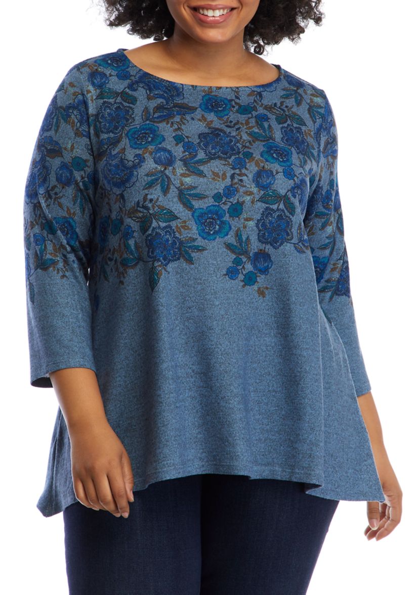 Plus Size Cozy Up Floral Pullover