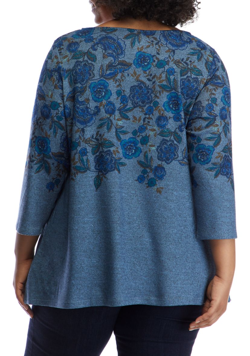 Plus Size Cozy Up Floral Pullover