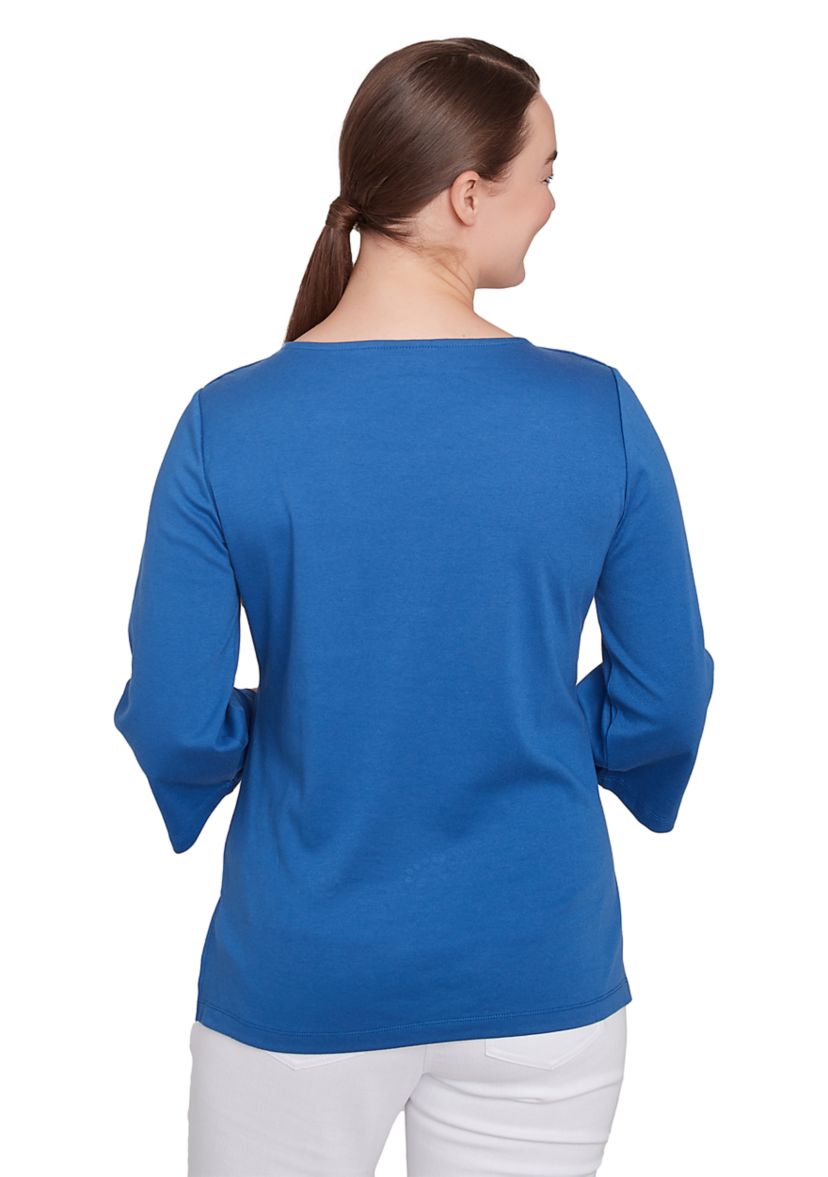 Womens Embroidered Scattered Floral T-Shirt