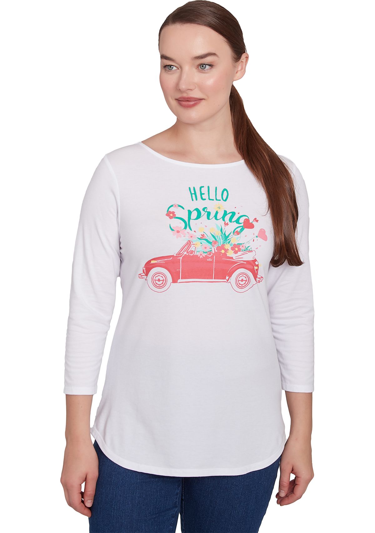 Womens Hello Spring Solid Vintage T-Shirt