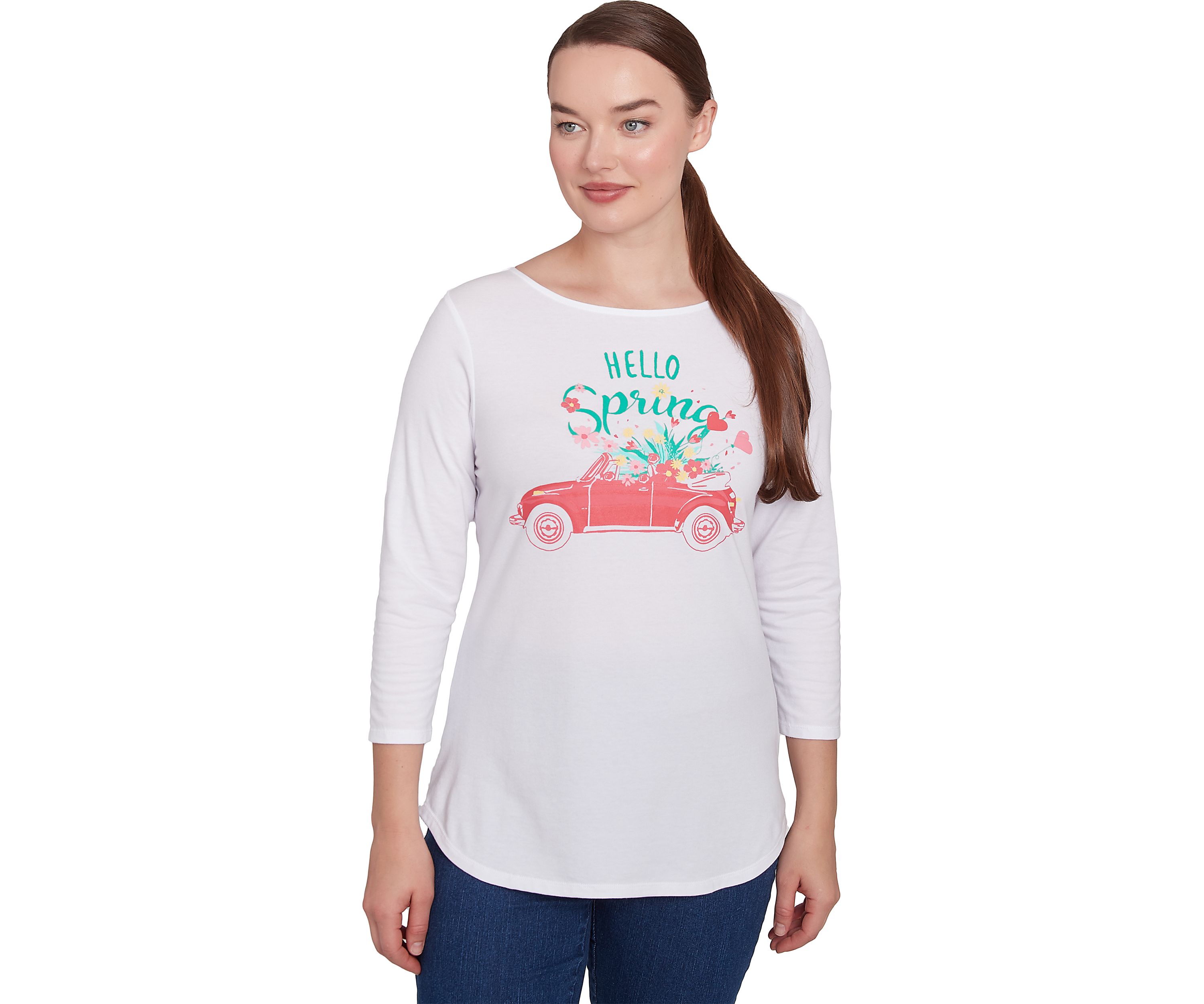 Womens Hello Spring Solid Vintage T-Shirt