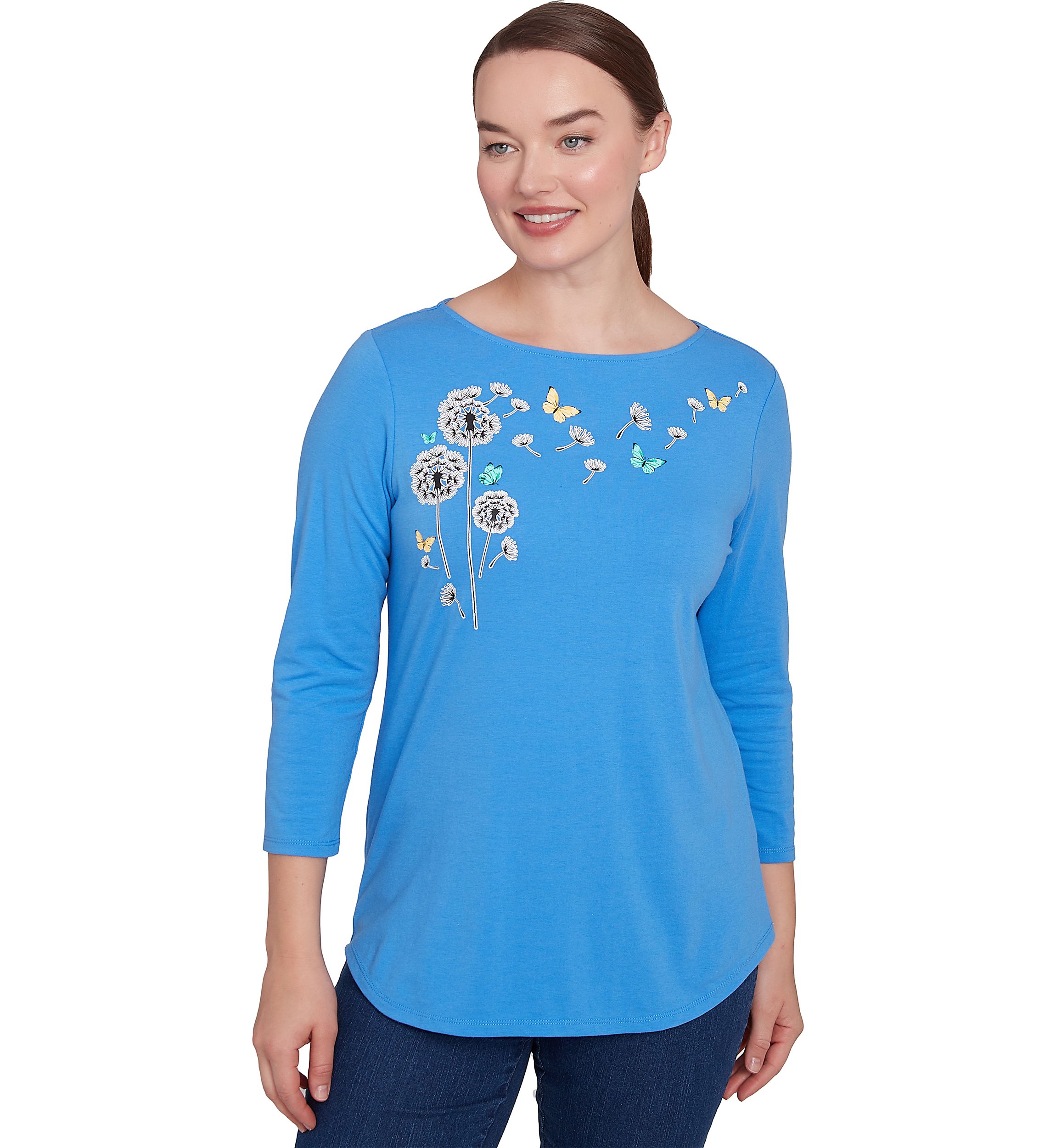 Womens Boat Neck Spring Dandelion Solid Knit Top
