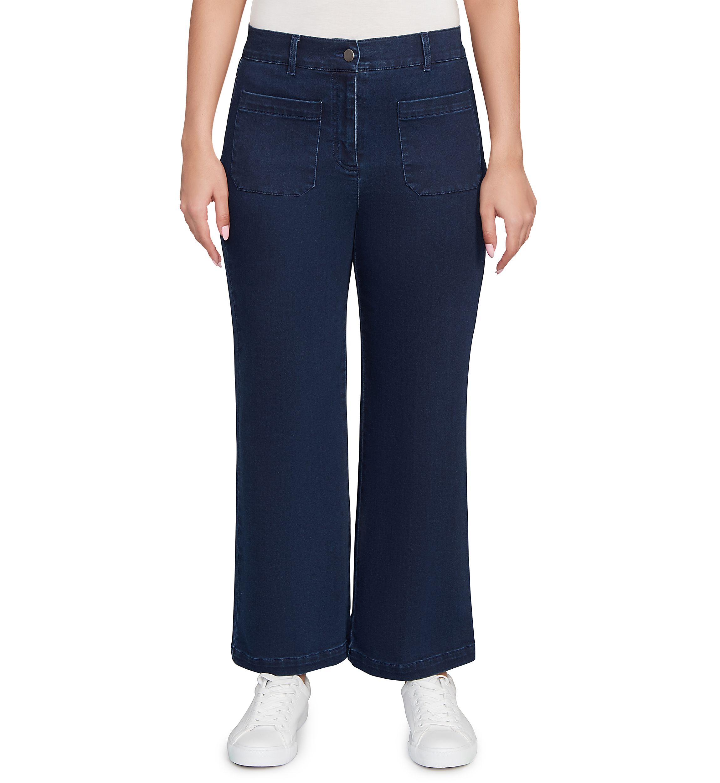 Womens Terry Denim Wide Leg Jeans