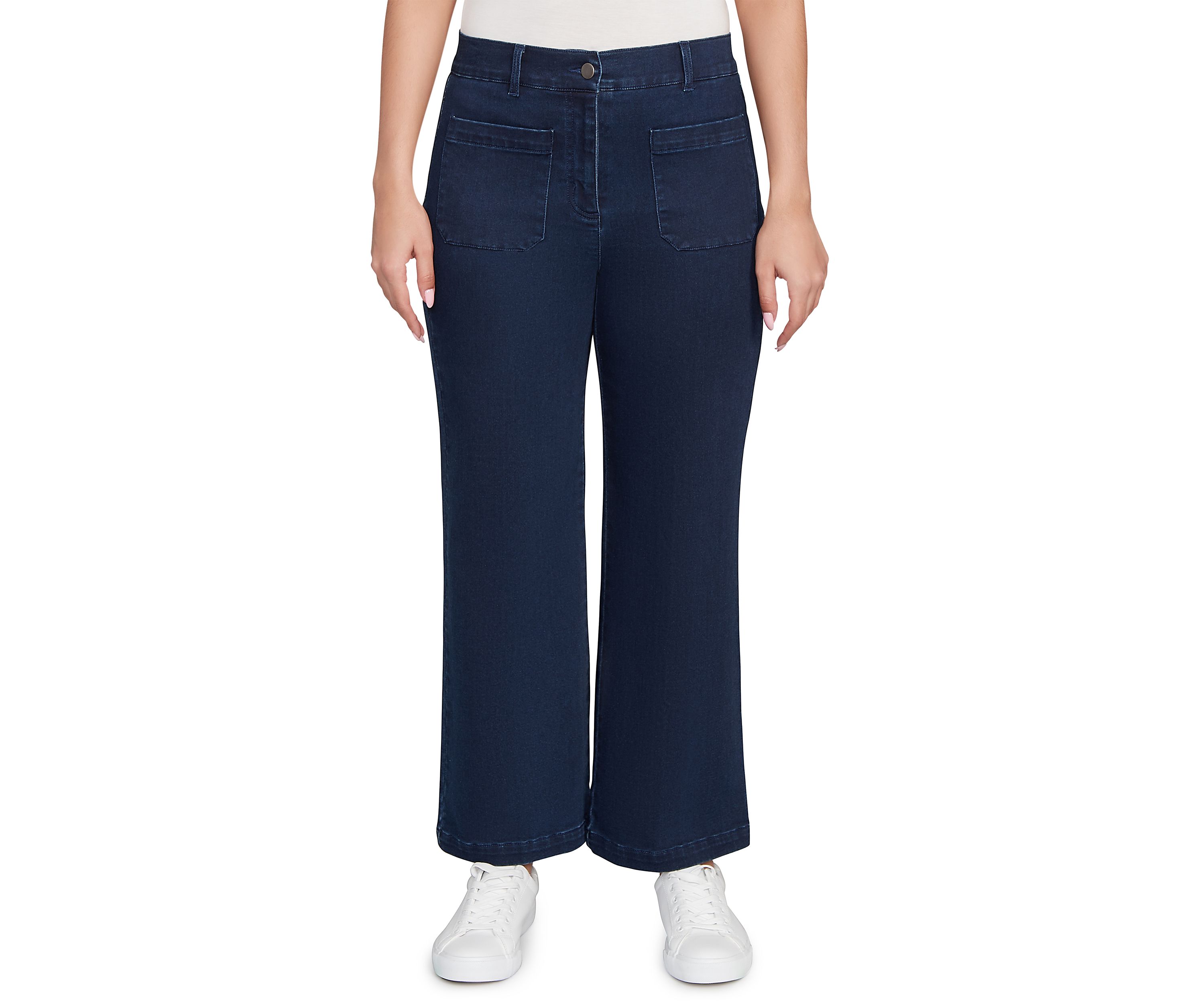 Womens Terry Denim Wide Leg Jeans