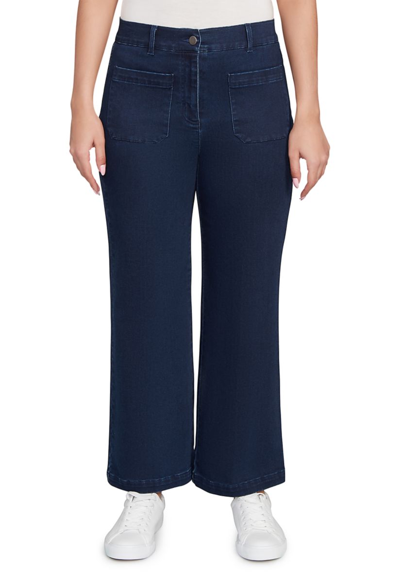 Womens Terry Denim Wide Leg Jeans