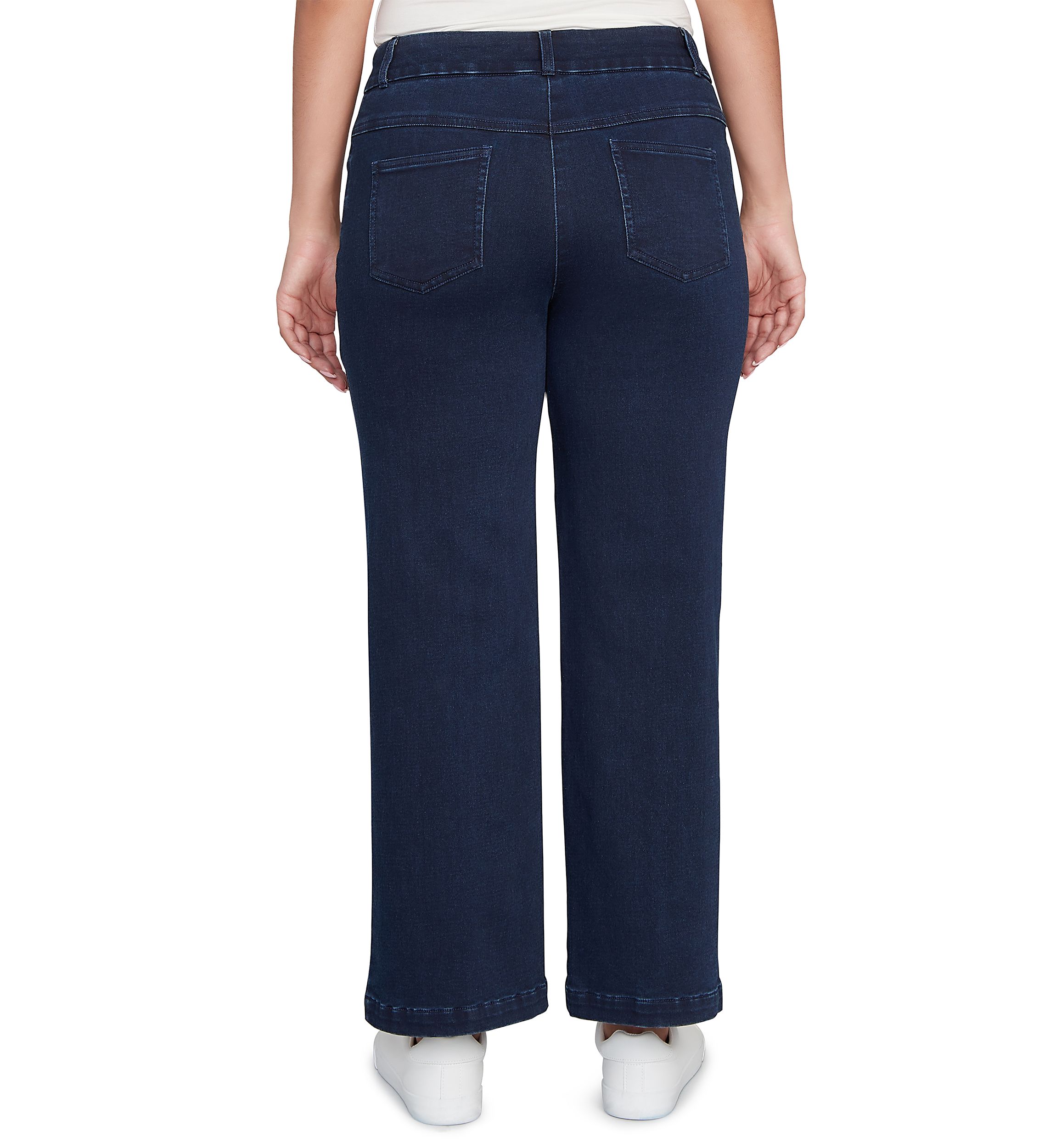 Womens Drawstring Terry Denim Wide Leg Jeans