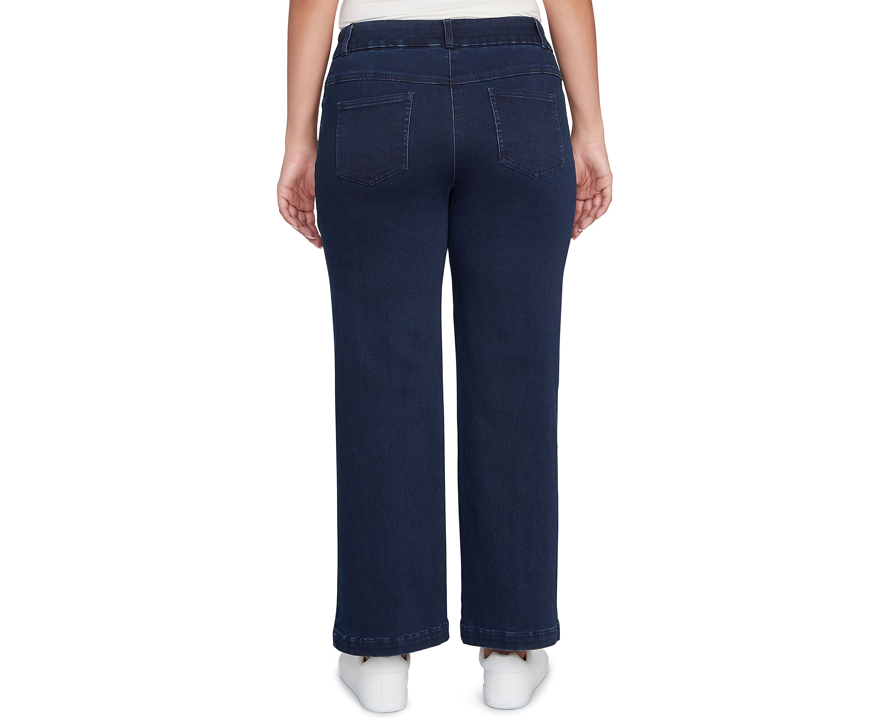 Womens Drawstring Terry Denim Wide Leg Jeans