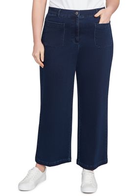 Ruby Rd Women's Plus Size Terry Denim Wide Leg Jeans, 22 W