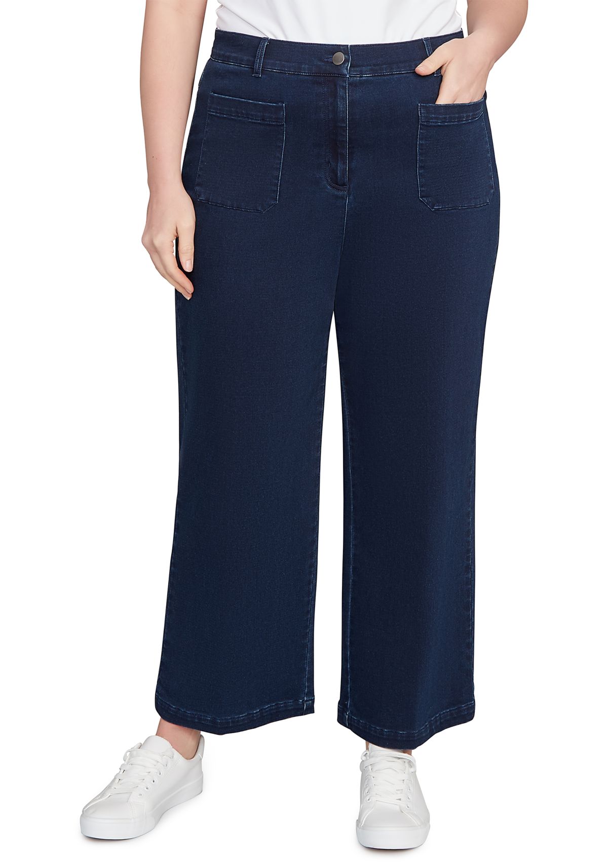 Plus Size Terry Denim Wide Leg Jeans