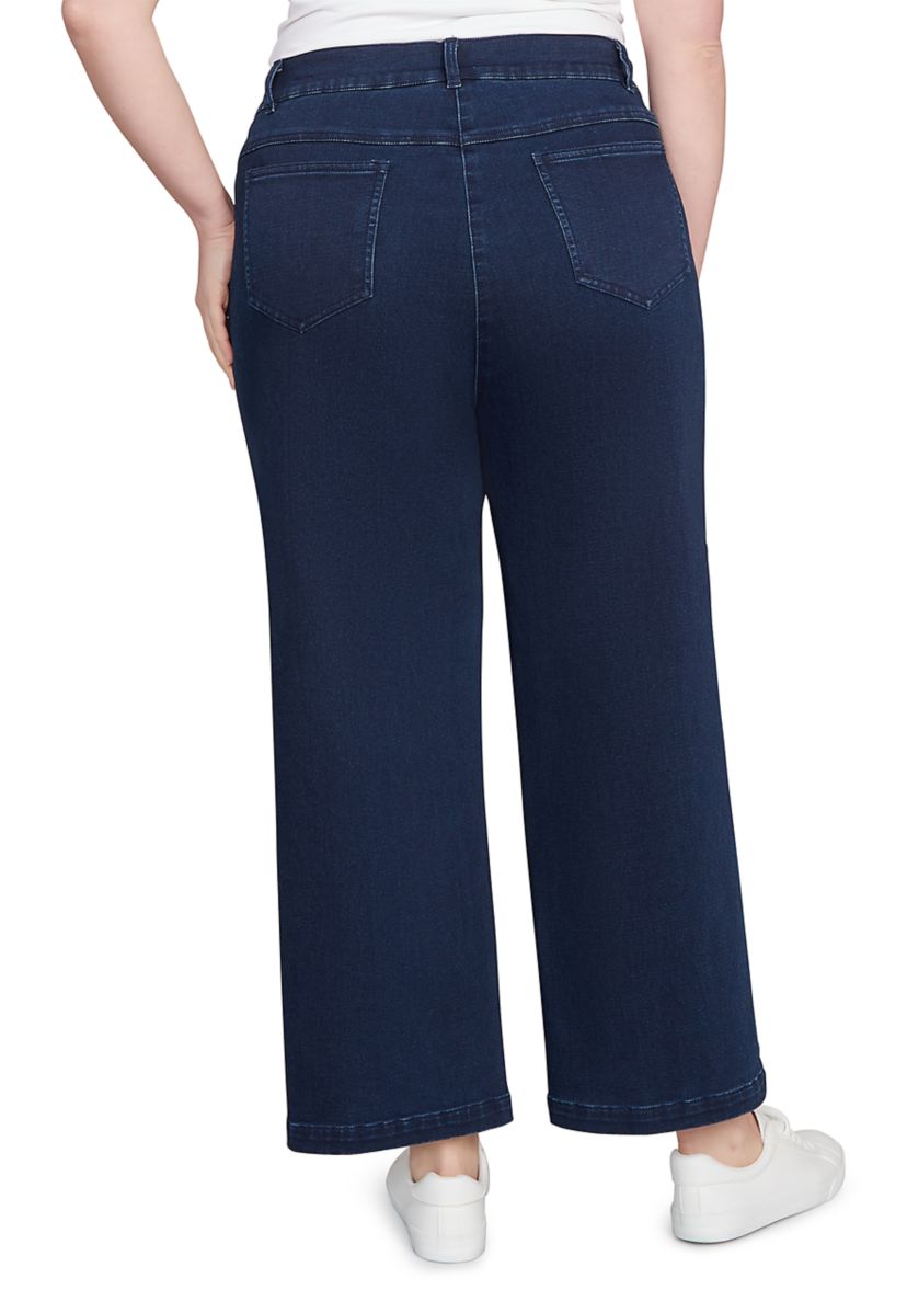 Plus Size Terry Denim Wide Leg Jeans