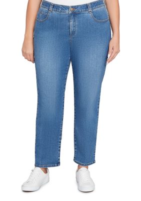 Ruby Rd Women's Plus Size Terry Denim Bootcut Jeans, 24W