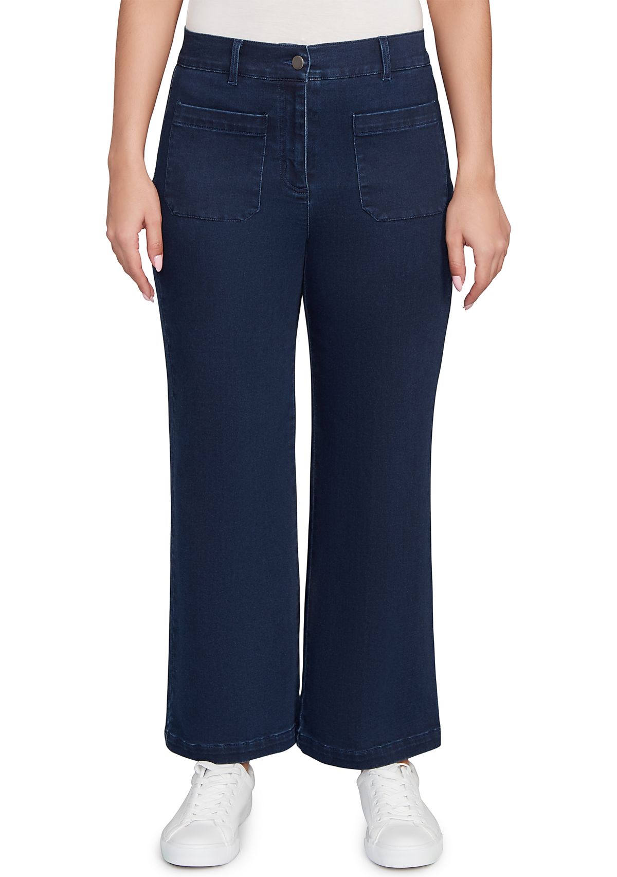 Petite Terry Denim Wide Leg Jeans