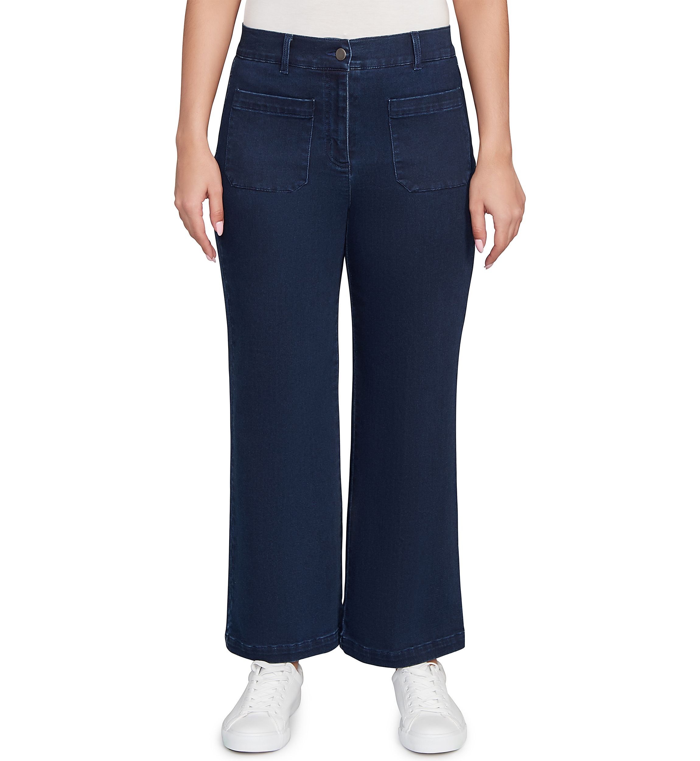 Petite Terry Denim Wide Leg Jeans