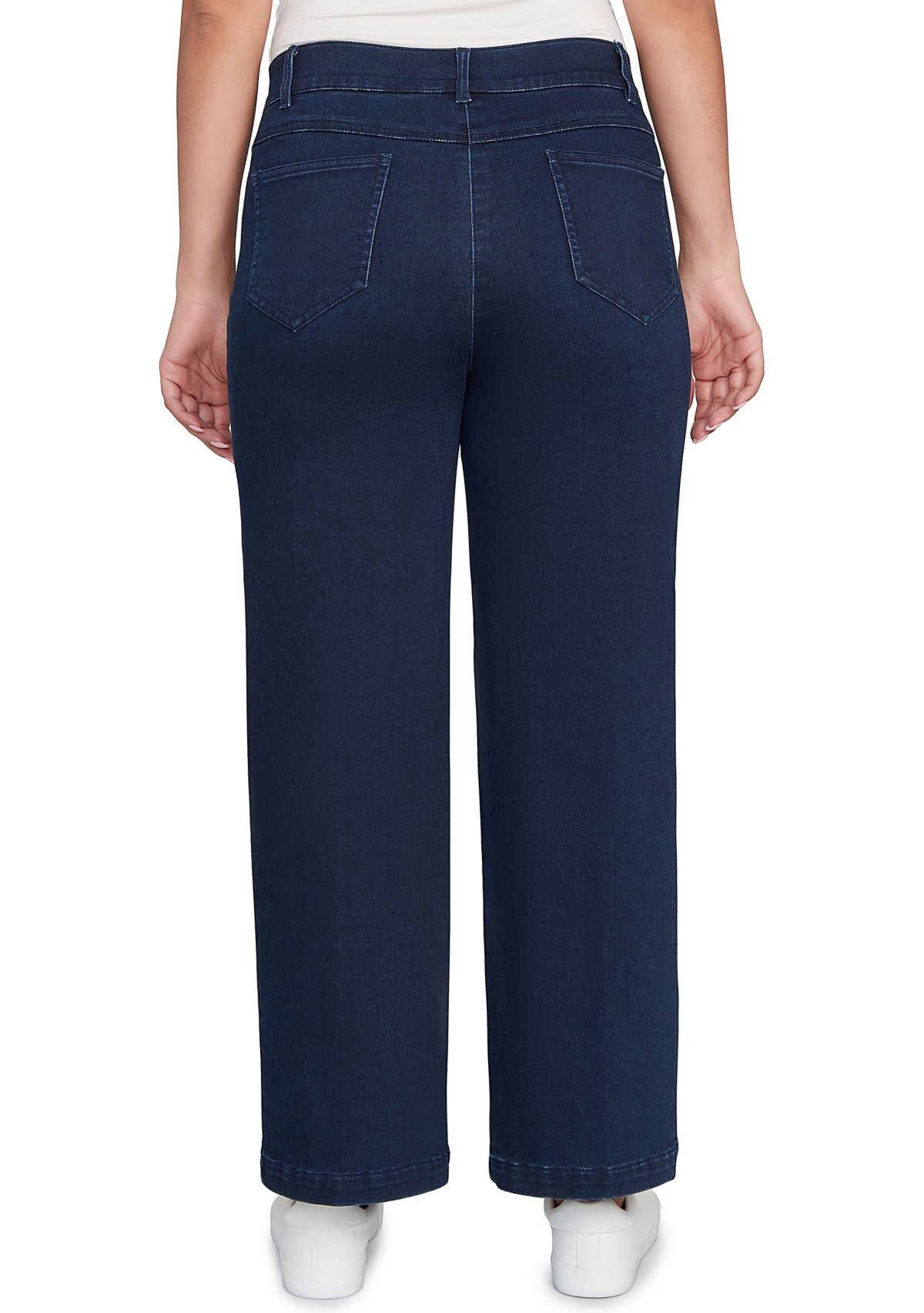 Petite Terry Denim Wide Leg Jeans