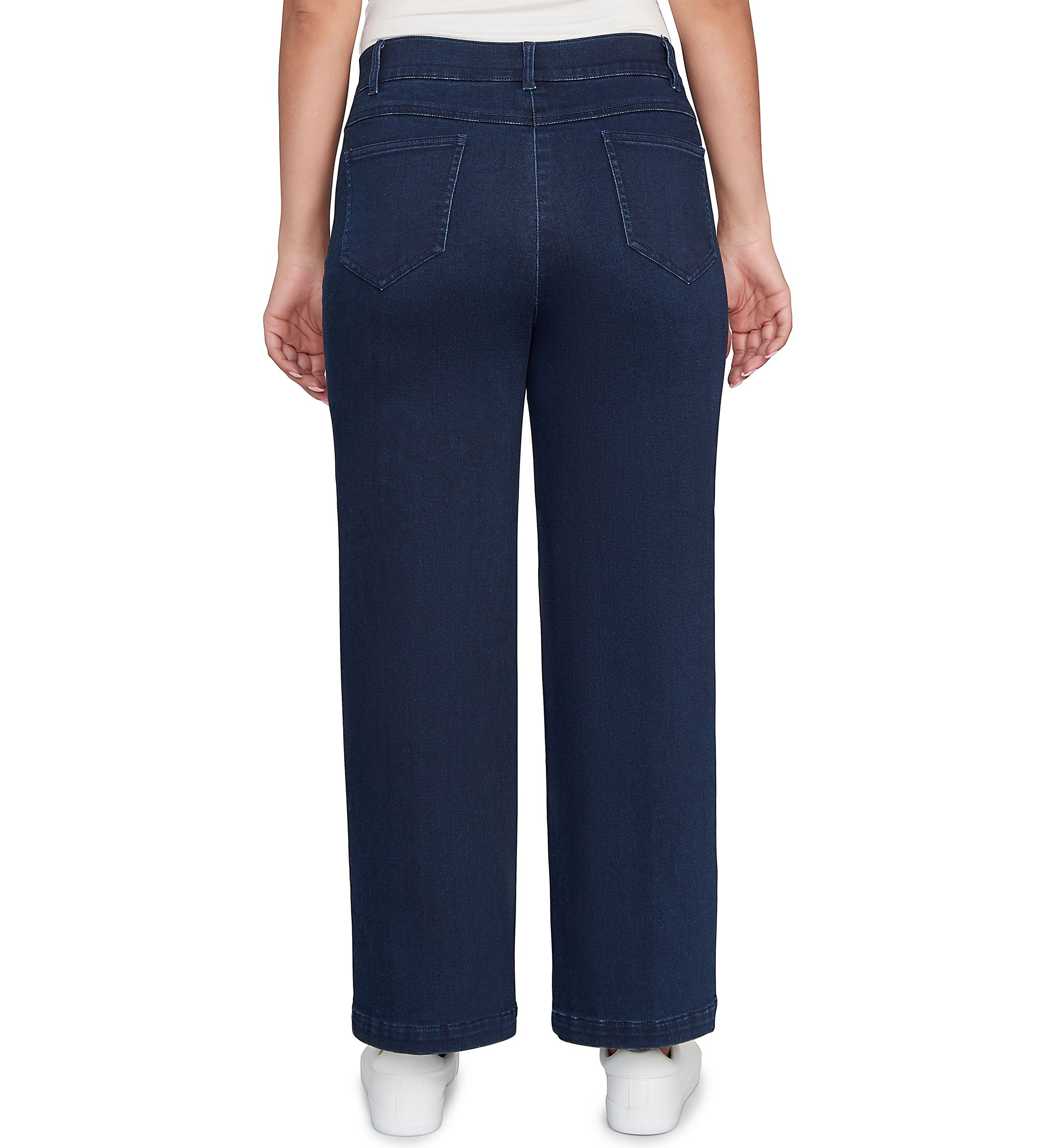 Petite Terry Denim Wide Leg Jeans