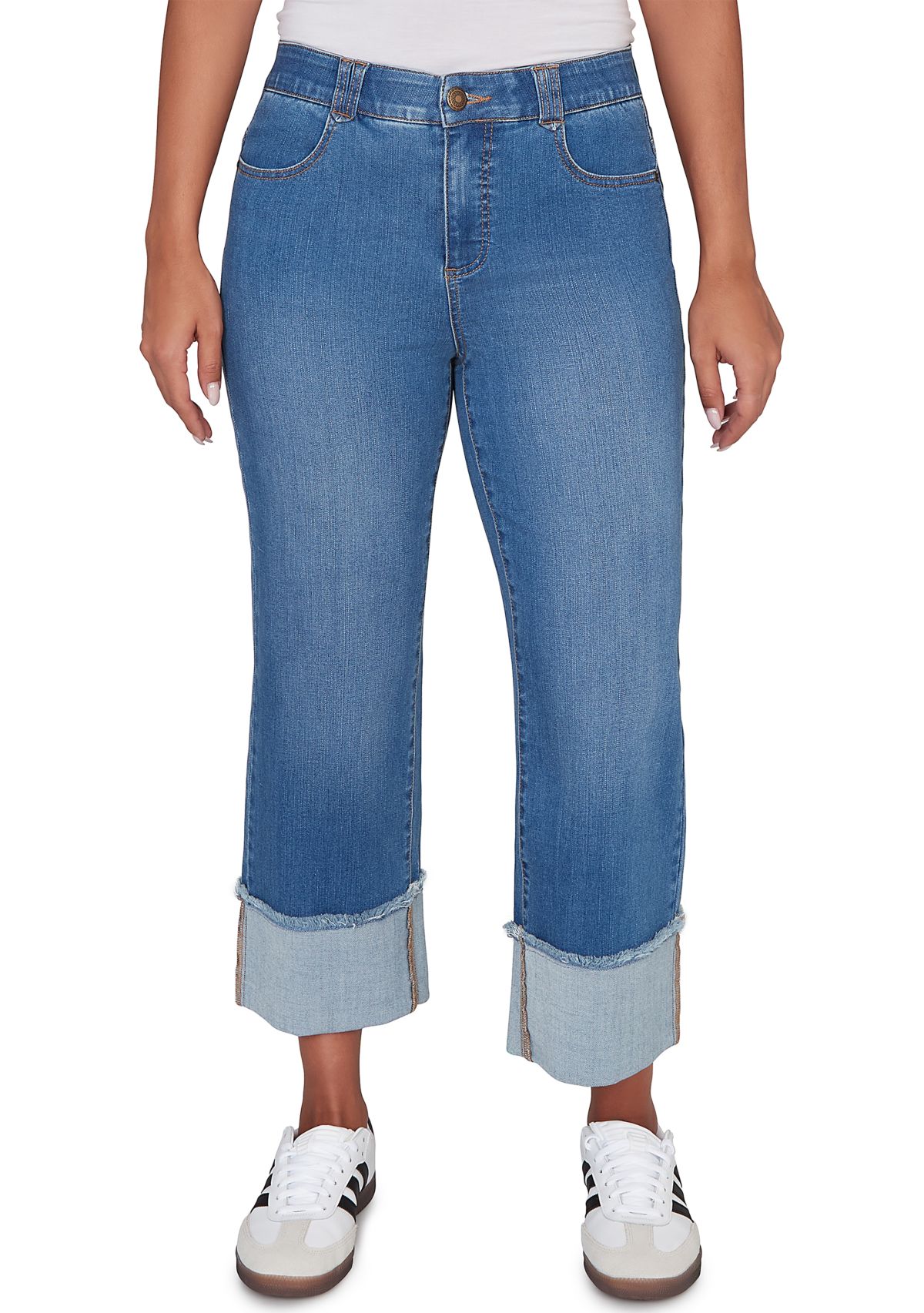 Petite Comfort Waist Wide Leg Cropped Jeans