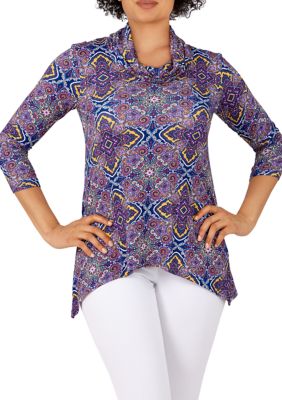 Ruby Rd Women's Plus Size Jersey Knit Geo Top