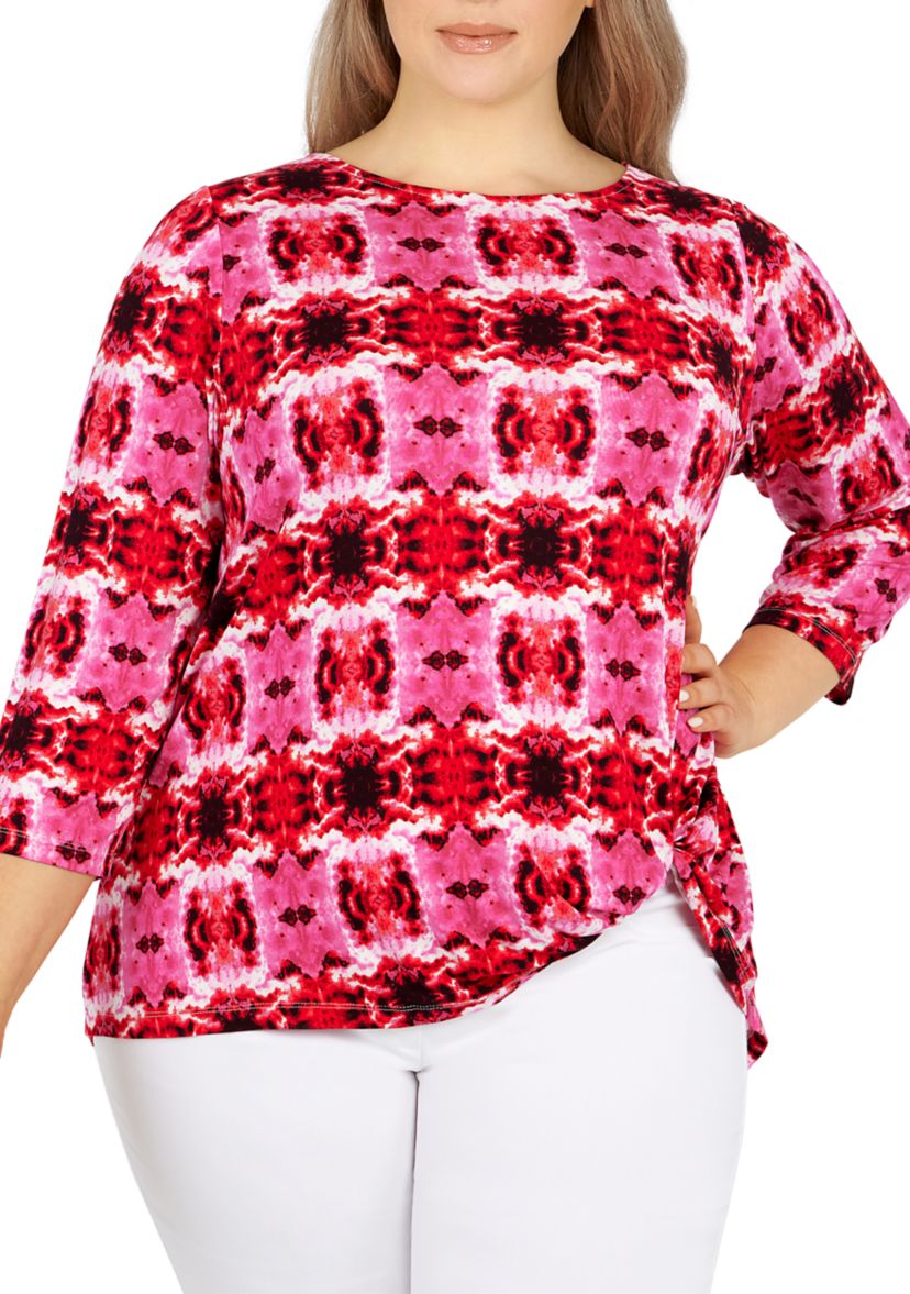 Plus Size Tie Dye Twist Top