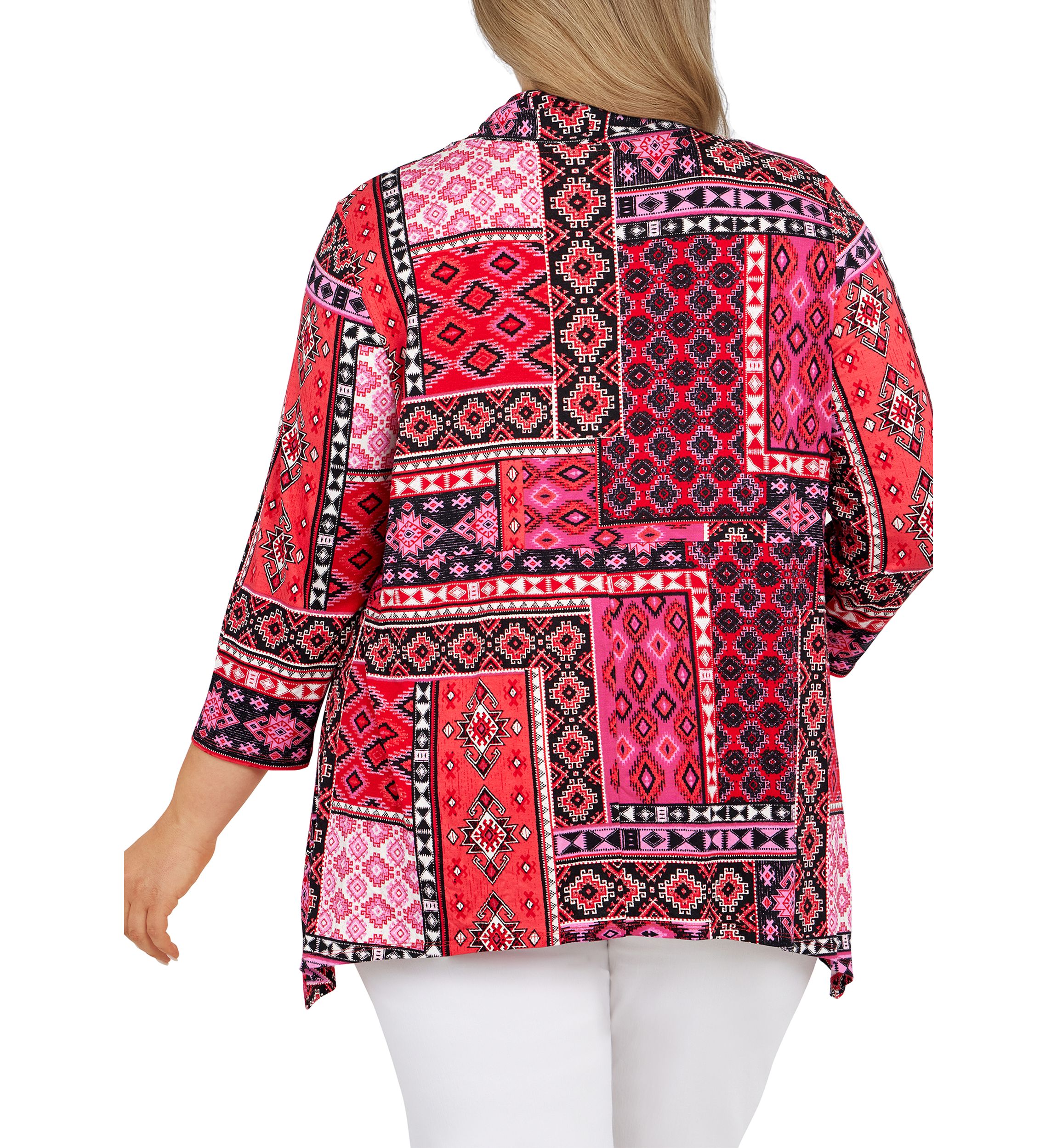 Plus Size Patchwork Cowl Neck Top 