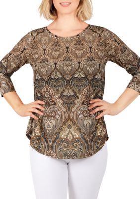 Ruby Rd Women's Plus Size Tapestry Sublimation Top