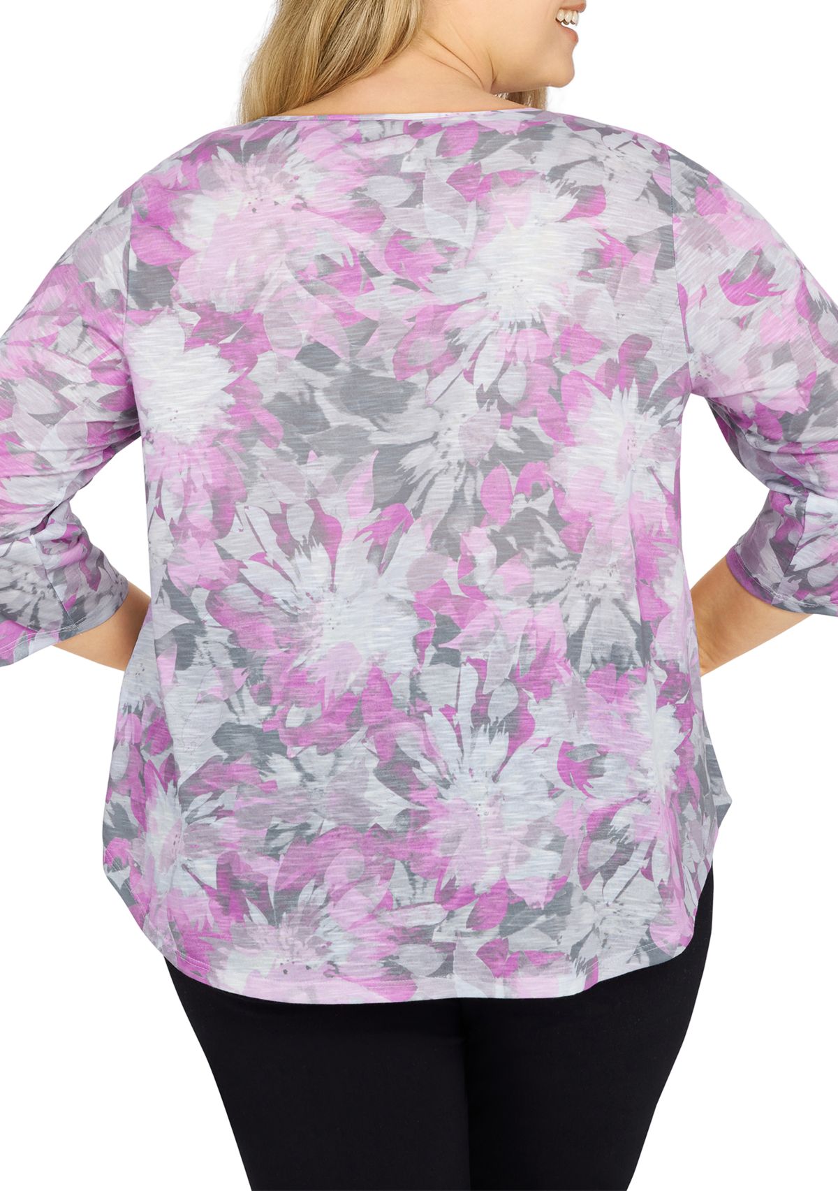 Plus Size Floral Keyhole Top