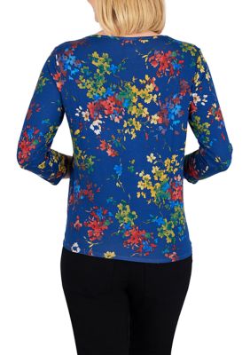 Plus Jersey Knit Floral Flounce Top