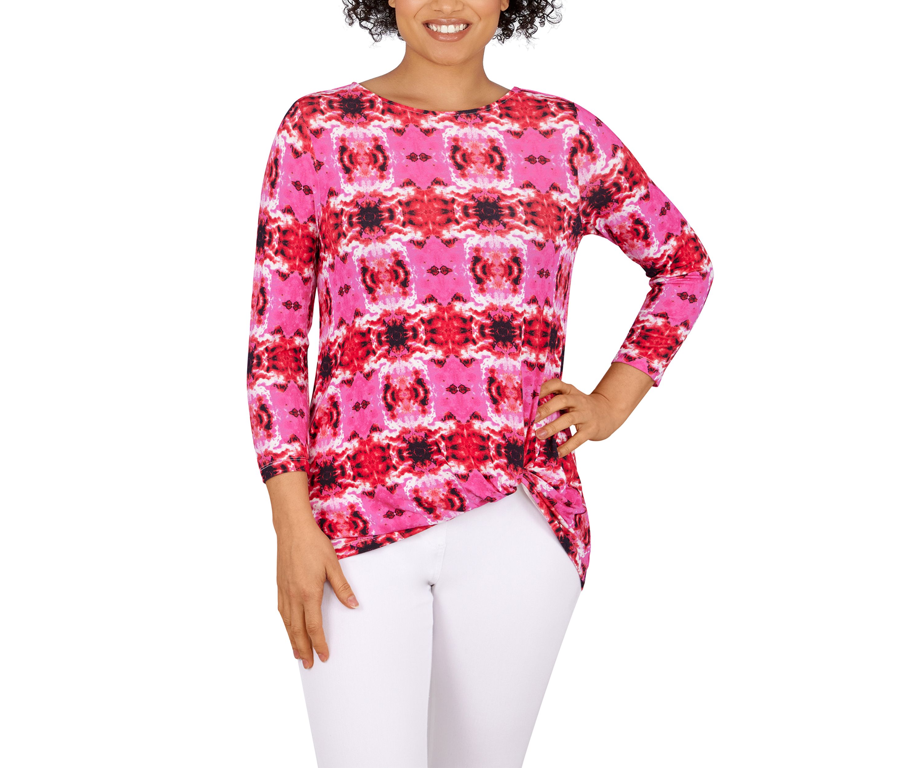 Petite Tie Dye Twist Top