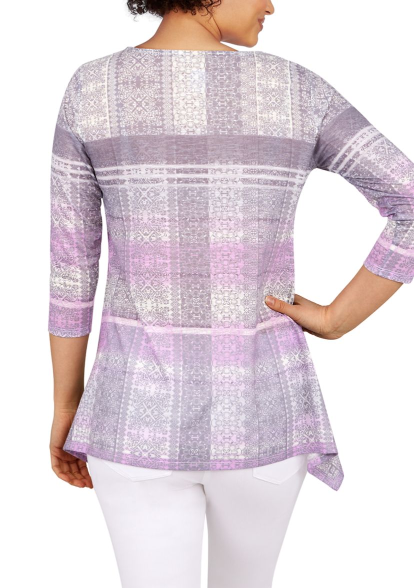 Petite Printed Plaid Top