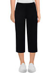Womens Comfort Zone Solid Pull-On Wide-Leg Soft French Terry Capri Sweatpants