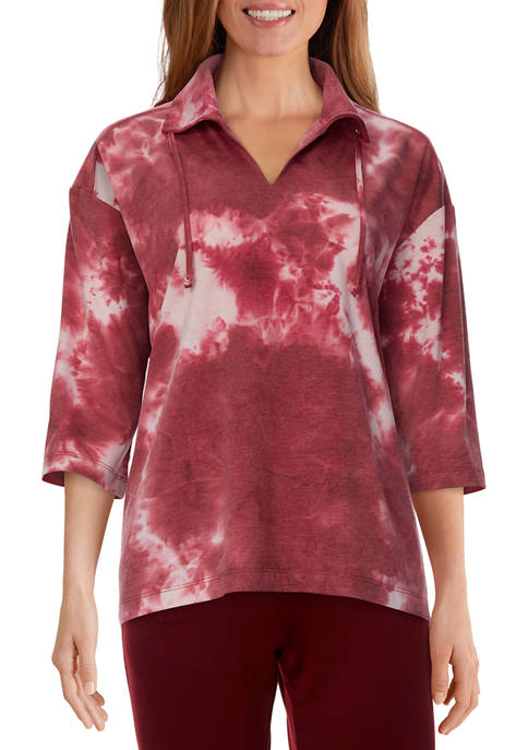 Petite Comfort Zone Soft Tie Dye French Terry Pullover