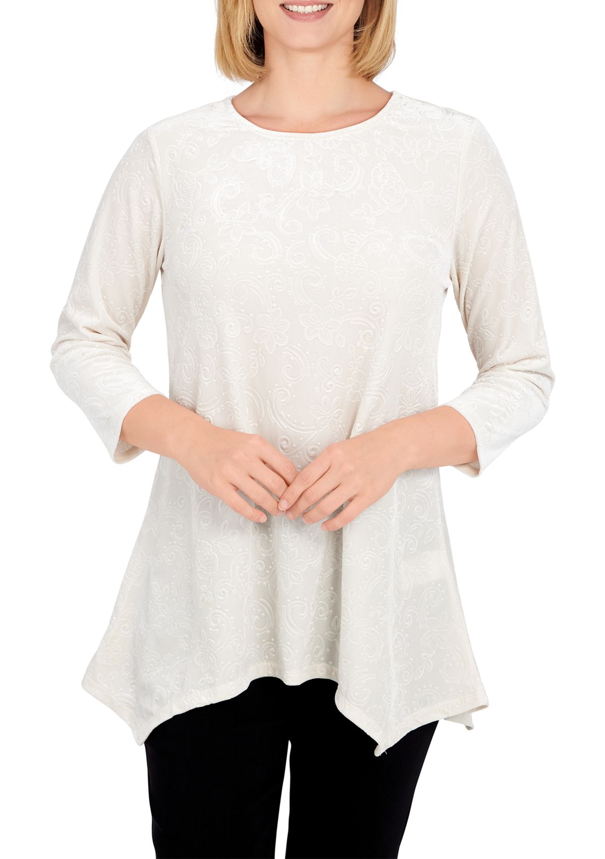 Womens Scroll Velour Top