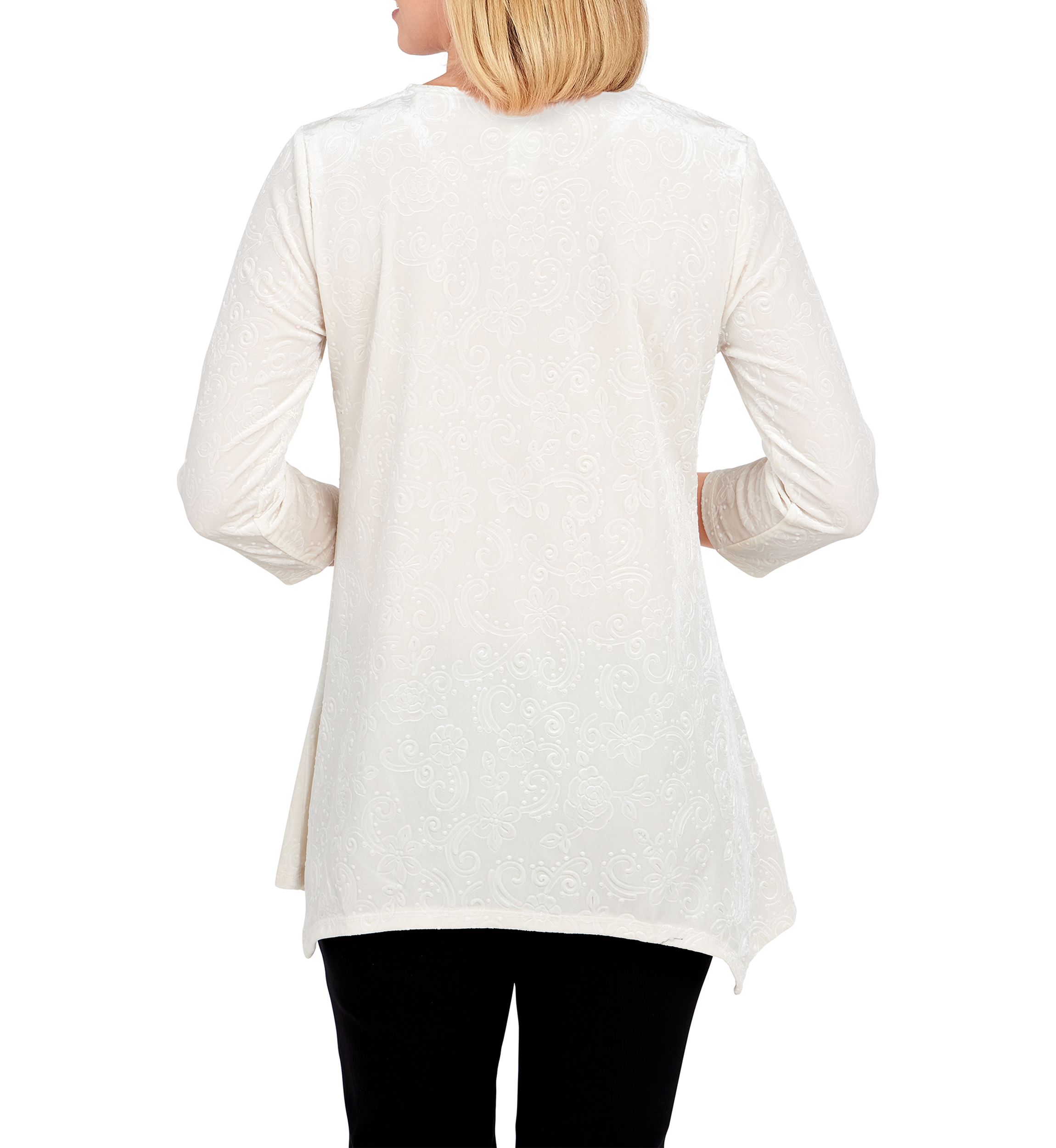 Womens Scroll Velour Top