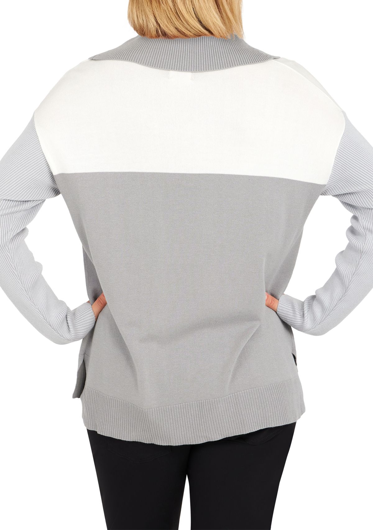 Womens Color Block Cowl Neck Sweater