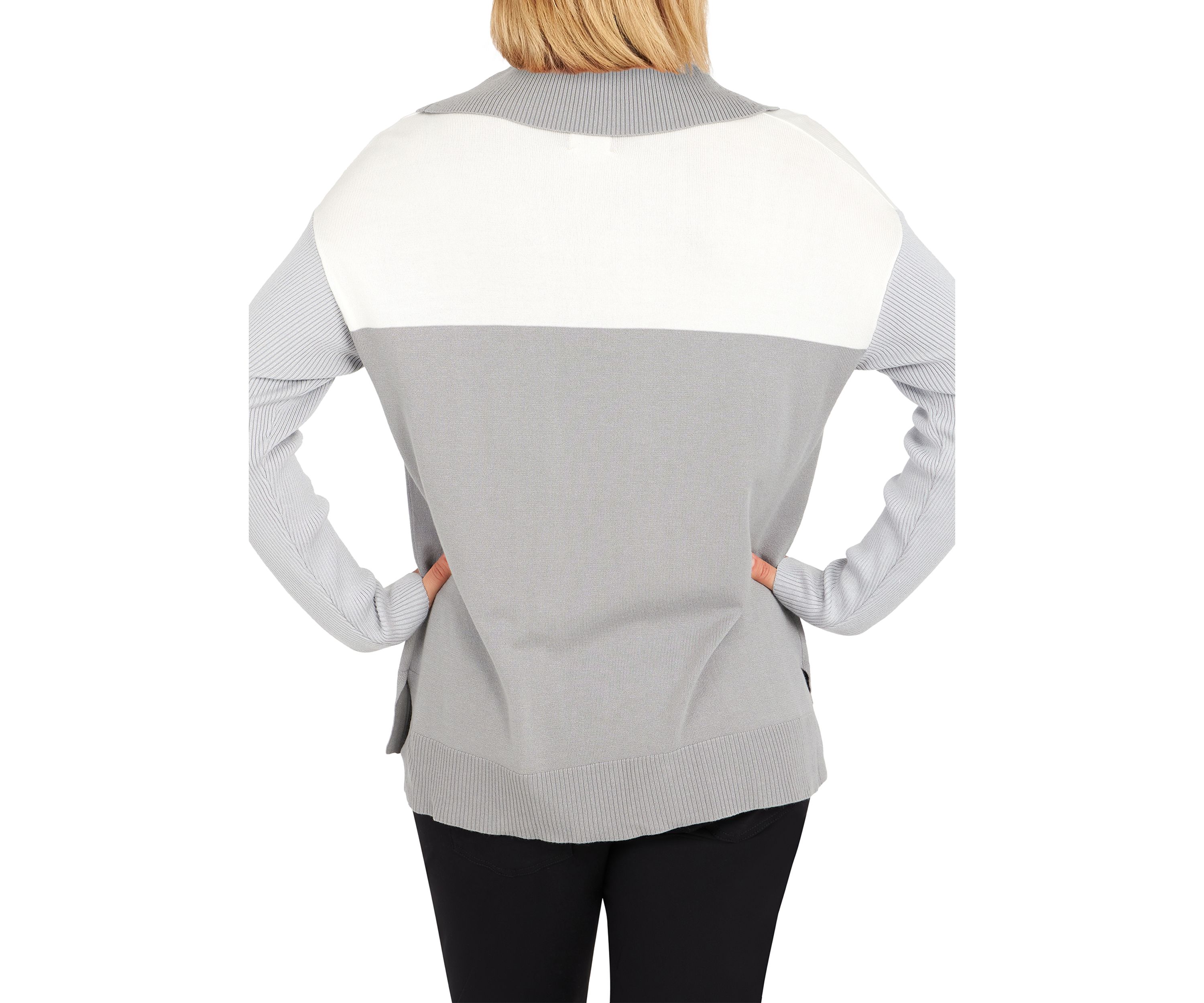 Womens Color Block Cowl Neck Sweater
