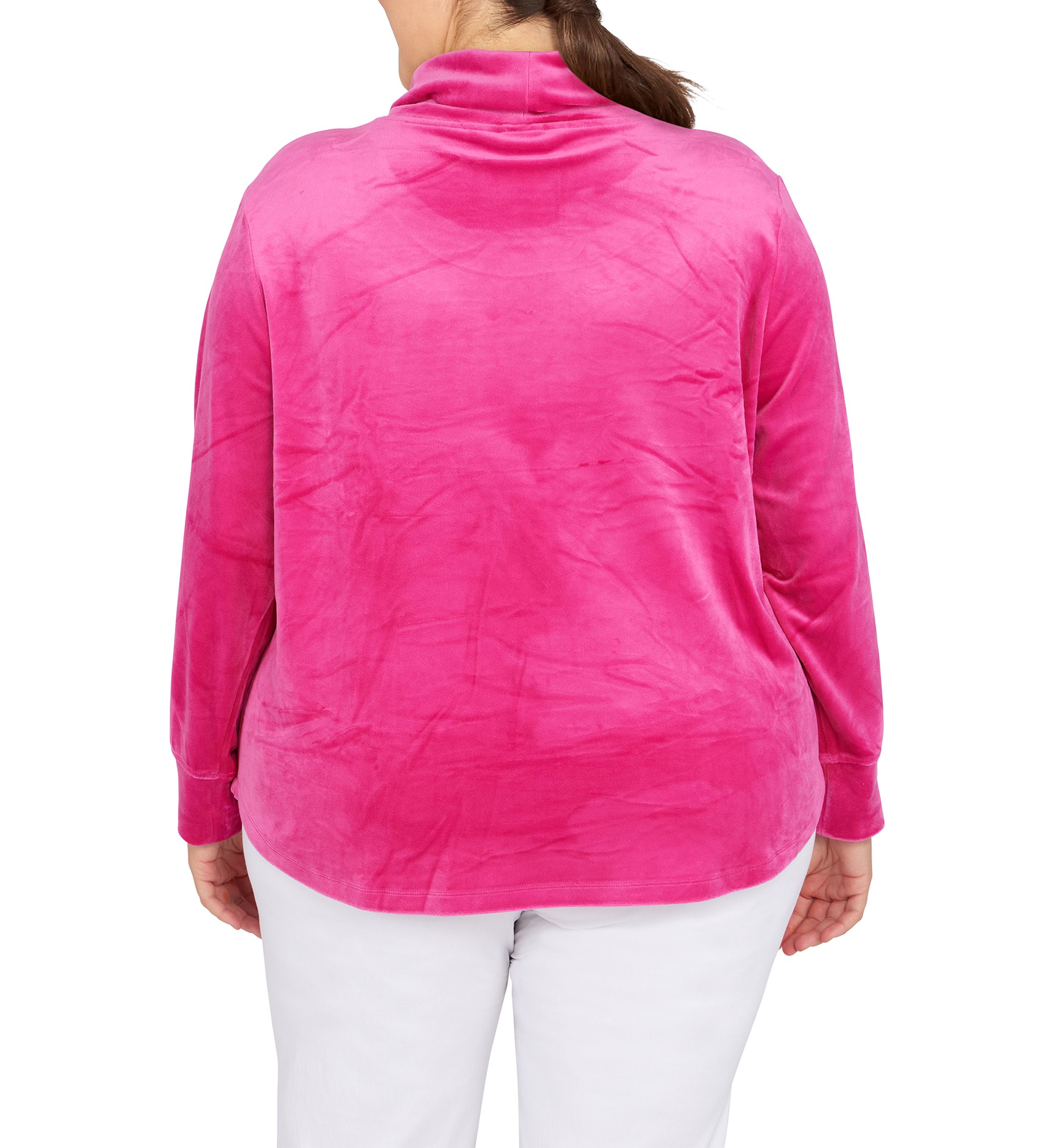 Plus Size Solid Velour Cowl Neck Top