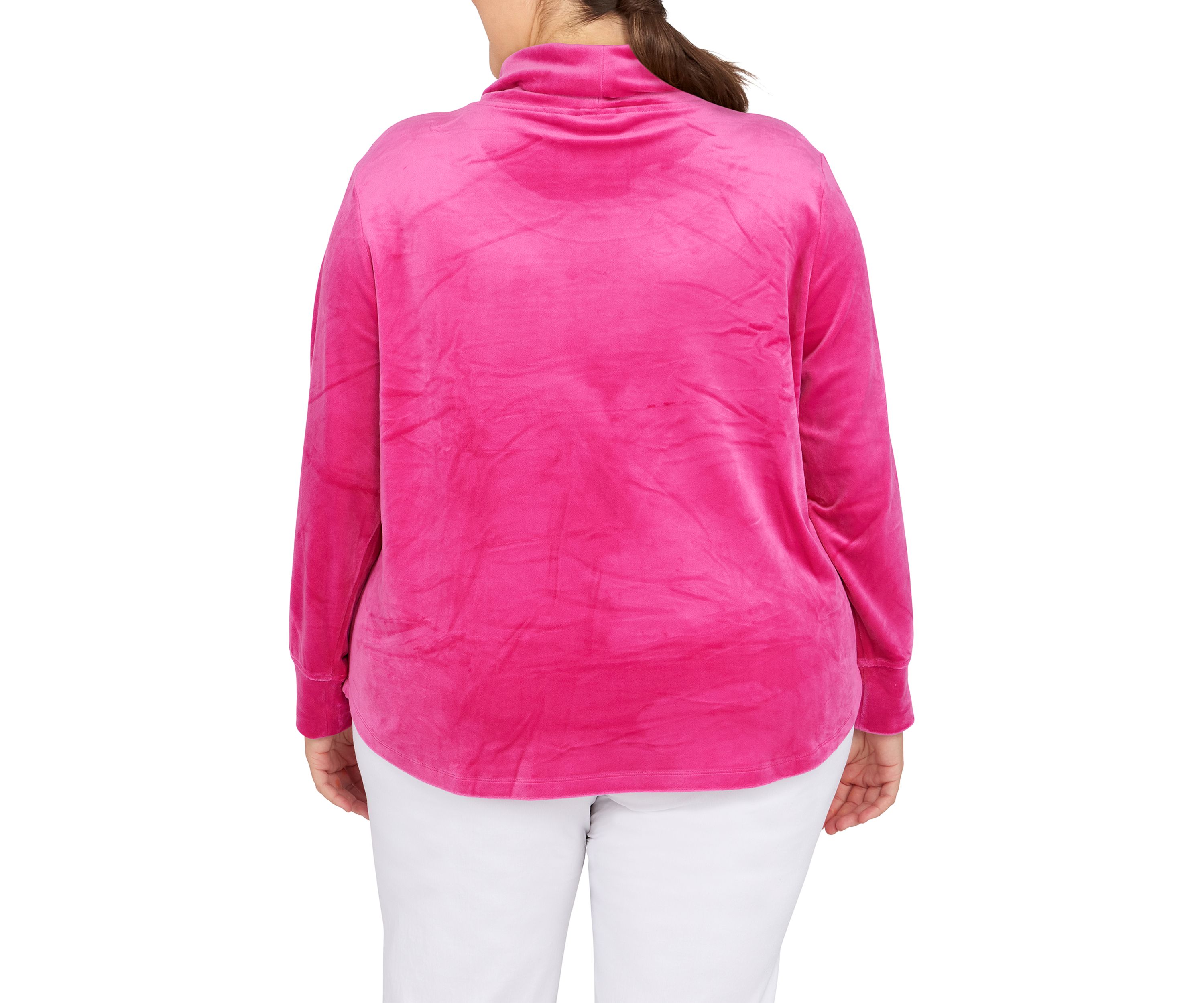 Plus Size Solid Velour Cowl Neck Top