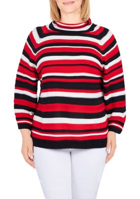 Petite Cowl Neck Stripe Sweater