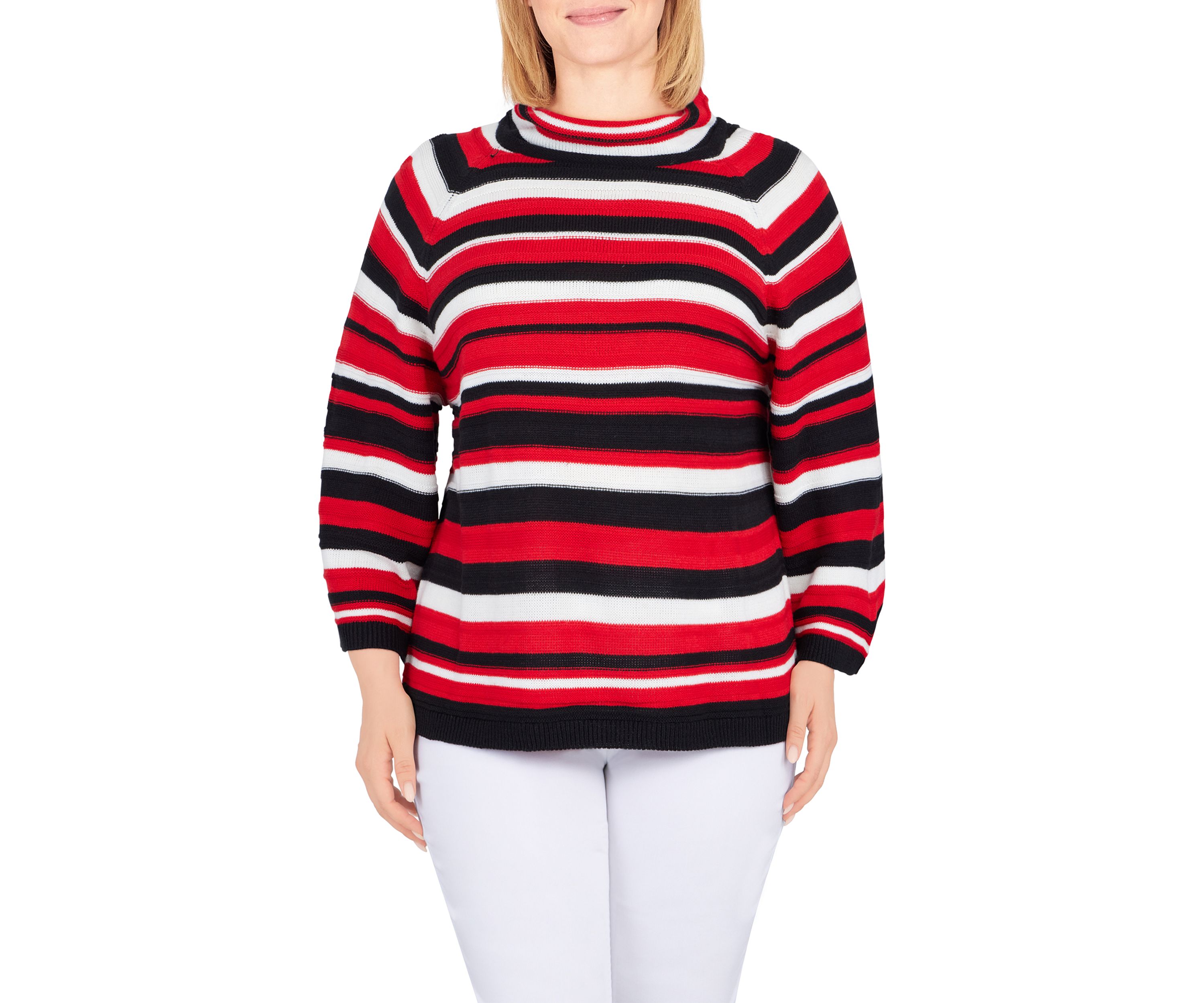 Petite Cowl Neck Stripe Sweater