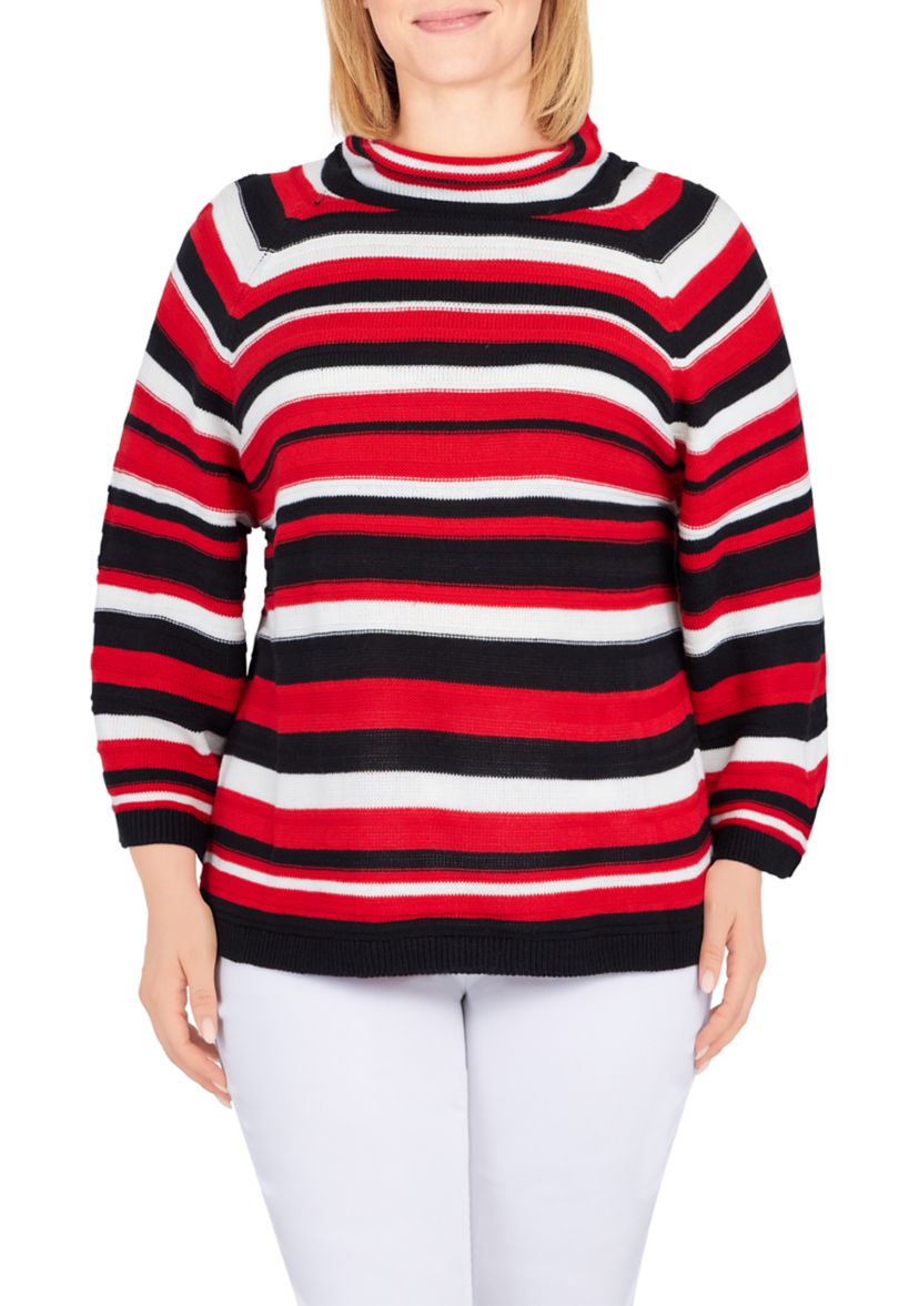 Petite Cowl Neck Stripe Sweater