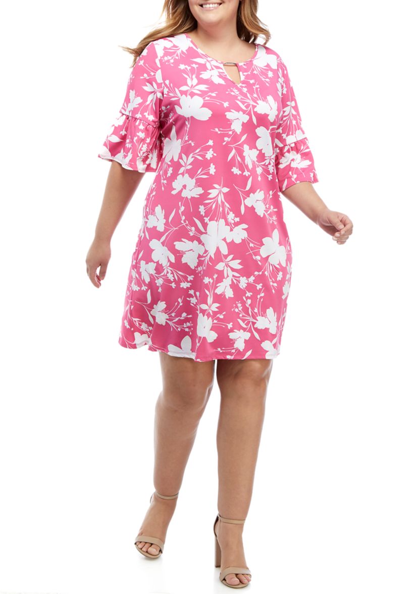 Plus Size Wildflower Puff Printed Dress