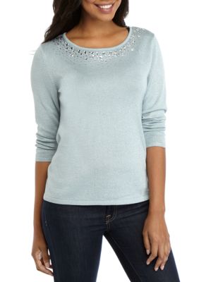 Ruby Rd Women's Must Haves Embellished Lurex Sweater | belk