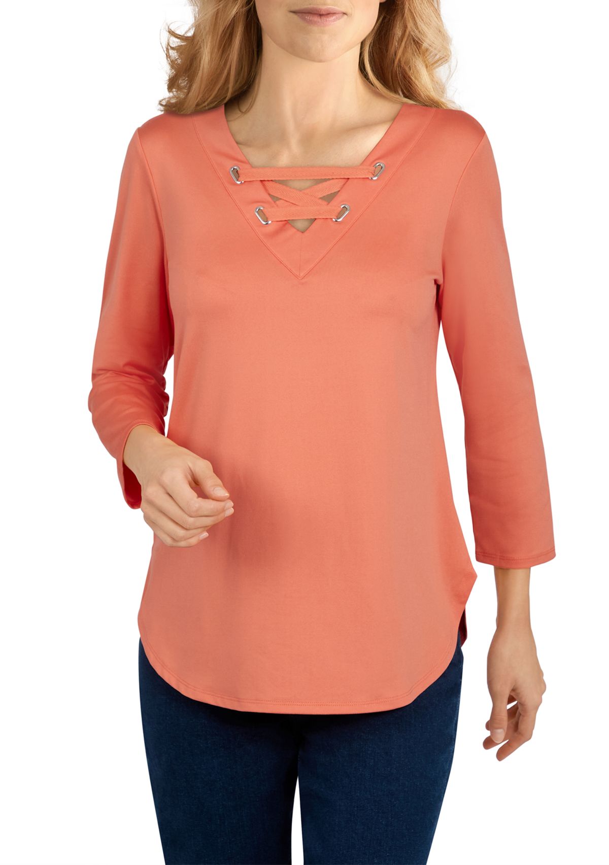 Petite Peached Stretch Jersey Top