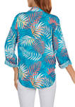 Womens Hot Tropics Palm Print Tie Front Top