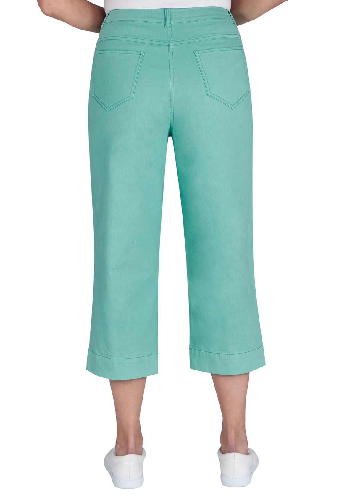 Womens Soft Stretch Wide Leg Denim Capris