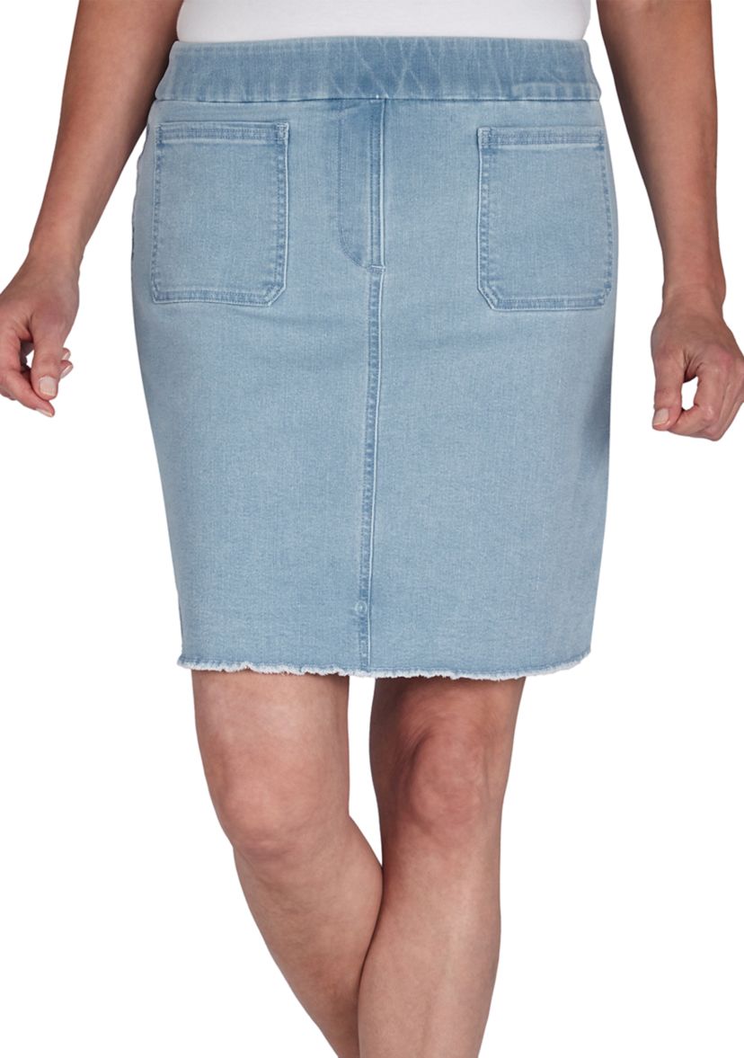 Plus Size Soft Pull-On Denim Skort