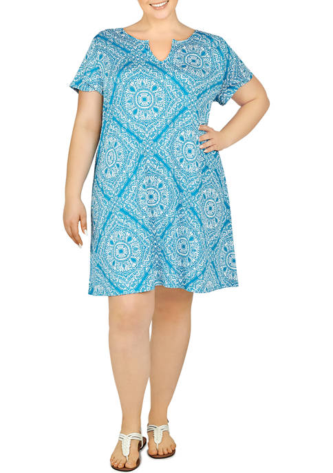 Ruby Rd Plus Size Bandana Puff Print Dress