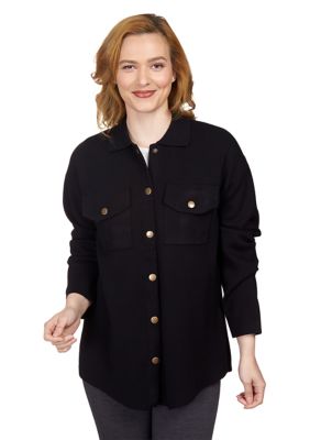 Women's Solid Button Front Sweater Jacket